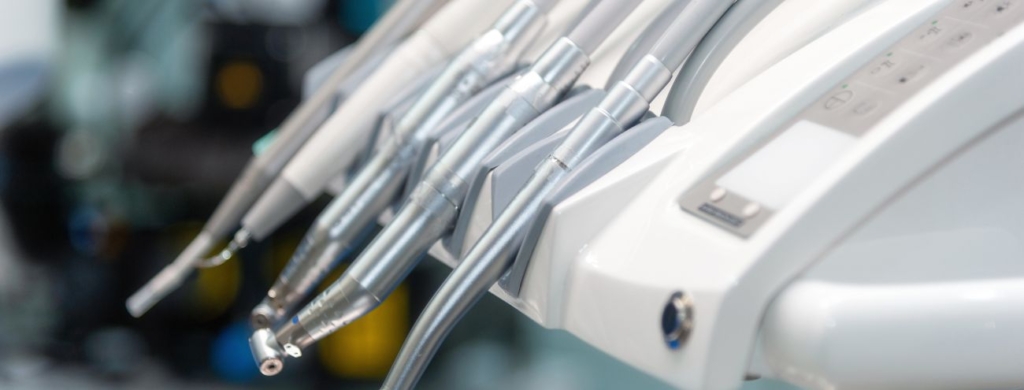 Dentist tools and equipment at dental clinic